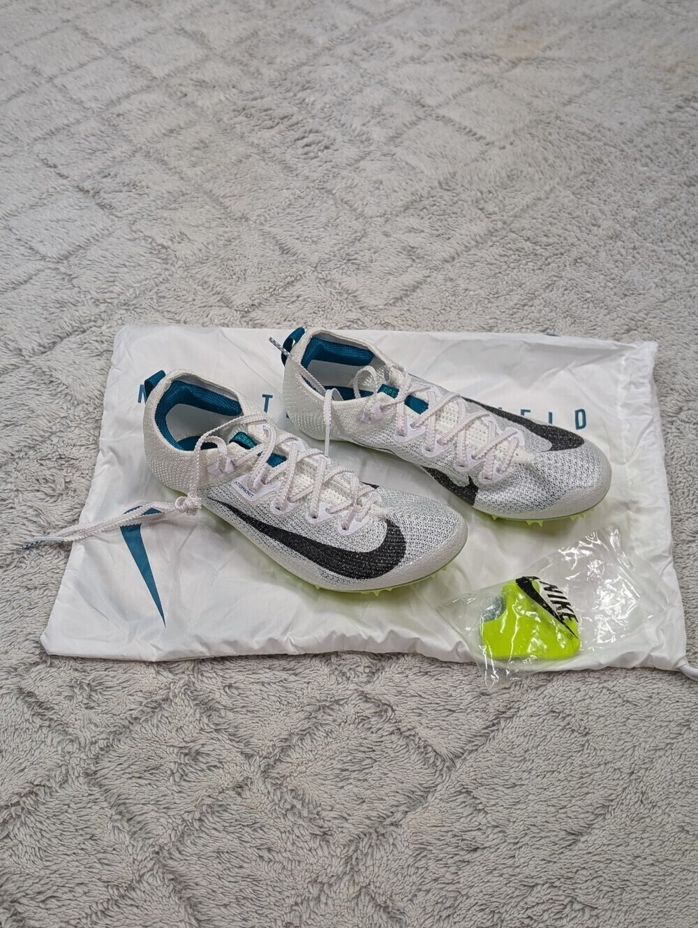 Nike Zoom Superfly Elite 2 White Bright Spruce Sprint Spikes Mens 7 FZ9662-100